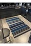 Blue Themed Stripe Line Patterned Fringed Modern Decorative Carpet 3151 - 2