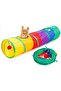 Rainbow Color Folding Cat and Dog Play Tunnel, Fun Pet Toy Tunnel