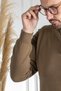 Interview Wraps Polo Collar 100% Cotton Light Brown Knitwear Sweater - 7