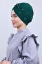 Women's Hijab Pearl and Stoned Vera Outer Bonnet Emerald Green - 3