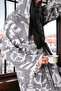 Jacquard Black Countertop Pure Cotton Woven Hooded Unisex Dressing Robe - 7