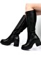 Heeled Black Leather Boots - 4