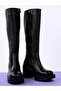 Heeled Black Leather Boots - 5