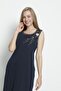 Polka Dot Embroidery Detailed Pocket Viscose Strap Dress - 2