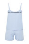 Blue Striped Rope Strap Poplin Shorts Woven Pajamas Set Thmss24Pt00049 - 8