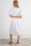 Ecru A-Line Balloon Sleeve Woven Dress with Stone Accessories on the Back Tprss24El00052 - 6