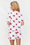 Beyaz %100 Pamuklu Kalpli Şortlu Örme Pijama Takımı THMSS24PT00029 - 7