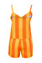 Orange Striped Rope Strap Woven Pajama Set with Viscose Shorts Thmss23Pt00225 - 9