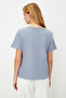 Gri %100 Pamuk Basic Bisiklet Yaka Örme T-Shirt TWOSS23TS00000 - 6