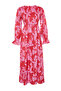 Red Floral Printed Smocked Size Woven Dress TCTSS24EB00109 - 8