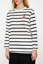 Beyaz Süprem Çizgili Kalp Nakışlı Uzun Kollu Örme Tunik T-shirt TCTSS24UK00030 - 4