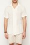 Ecru Regular Fit Apache Collar Knitwear Look Shirt Tmnss24Go00026 - 5