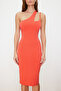 Pomegranate Flower Single Sleeve Fitted Midi Flexible Knitted Midi Pencil Dress TWOSS24EL00166 - 4