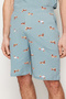 Unisex Blue 100% Cotton Regular Fit Printed Knitted Summer Pajama Set with Shorts THMSS21PT0920 - 6