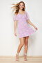 Lilac Floral Print A-Cut Chiffon Lined Mini Woven Dress TWOSS23EL00512