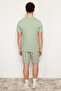 Green 100% Cotton Regular Fit Printed Knitted Shorts Pajamas Set Thmss21Pt0324 - 5