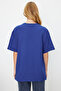 Saks %100 Kalın Pamuklu Oversize/Geniş Kalıp Bisiklet Yaka Örme T-Shirt TWOSS23TS00040 - 5
