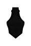 Siyah Dik Yaka Crop Sırt Detaylı Omzu Açık Örme Bluz TWOSS24BZ00203 - 7
