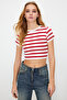 Premium Ecru-Red Ecru Striped 2 Pack Viscose Crop Stretchy Knitted Blouse TWOSS23BZ00194 - 4