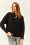 Women's Black Pocket Detailed Soft Textured Oversize Knitwear Sweatshirt KZK-19000767 - 3