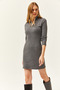 Women's Smoked Stand Collar Zippered Thick Ribbed Mini Dress ELB-19002022 - 6