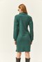 Women's Green Stand Collar Zippered Casual Dress ELB-19002023 - 4