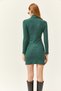 Women's Green Full Fisherman Thick Corduroy Mini Dress ELB-19002025 - 4