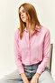 Women's Candy Pink Thin Corduroy Shirt GML-19000443 - 3