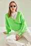 Women's Pistachio Green Tie-Detail Knitwear Cardigan Stk294 - 5