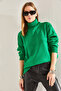 Women's Green Turtleneck Oversize Knitwear Sweater Stk281 - 2