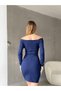 Women's Double Breasted Collar Long Sleeve Imported Crepe Fabric Mini Dress (Color) - 5