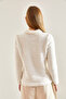 Women's Ecru Long Sleeve High Collar Knitwear Sweater Stk0009 - 6