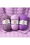 Oren Madame Cotton Hand Knitting Yarn 100 gr 3 Pieces Color 023 Purple - 2
