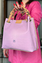 Large Size Knitted Embroidered Handmade Casual Women's Shoulder Bag 4031 Lilac - 3