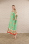 Women's light green print plus size woven viscose dress long dress - 6