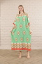 Women's light green print plus size woven viscose dress long dress