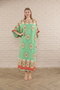 Women's light green print plus size woven viscose dress long dress - 4