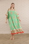 Women's light green print plus size woven viscose dress long dress - 2
