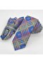 Navy Blue Plaid Slim Tie with Handkerchief - 2