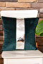 Decorative Emerald Green / Silver Shiny Leather Detailed Throw Pillow Cover Luna 40*40 Cm