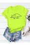 Girl's Not Today Cat Printed Neon Green Kids T-Shirt