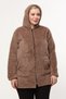 Plus Size Heat-Retaining Plush Zip-Up Hooded 2-Pocket Knitted Plush Fleece Sweatshirt - 8