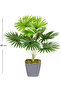 Potted Artificial Plant Fan Palm Bunch Real Textured 9 Leaves Green 48 Cm. - 3