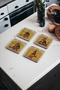 Egyptian God Themed, Egyptian Ancient Mythology Natural Stone Travertine Coaster Set of 4