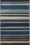 Blue Themed Stripe Line Patterned Fringed Modern Decorative Carpet 3151