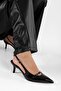 Women's Royal Black Patent Leather Belted Buckle Pointed Stiletto - 7