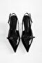 Women's Royal Black Patent Leather Belted Buckle Pointed Stiletto
