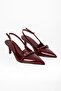 Women's Royal Claret Red Patent Leather Belted Buckle Pointed Stiletto - 3