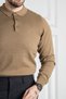 Interview Wraps Polo Collar 100% Cotton Light Brown Knitwear Sweater - 2
