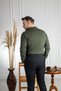 Interview Wraps Polo Collar 100% Cotton Khaki Green Knitwear Sweater - 9